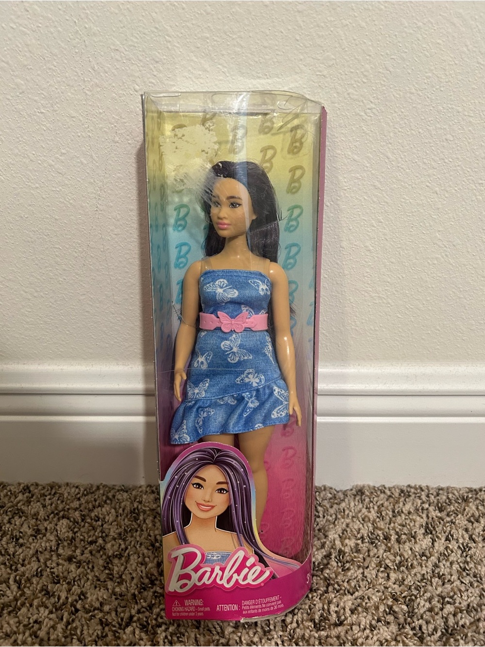 Barbie Blue Butterfly Dress with Pink Bow Belt #231